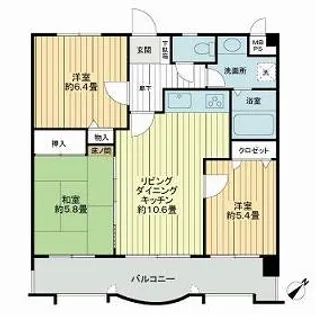 ライオンズマンション新大江第2【0203号室】の間取り