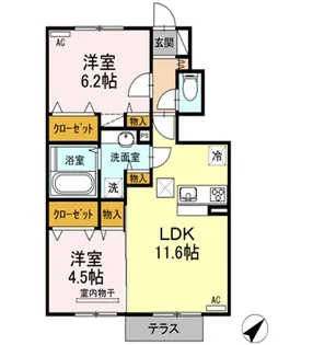 グランヴィア樹【1階】の間取り