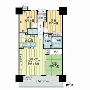 サーパス新町一丁目【12階】の間取り