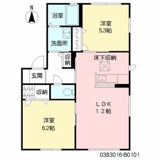 シャーメゾンUENO Ⅱ棟【1階】の間取り