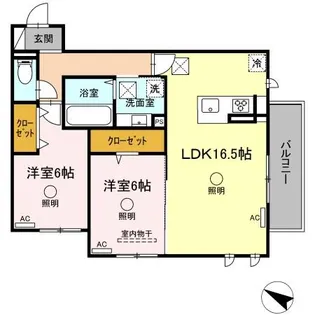 ラ・メゾン アン【1階】の間取り