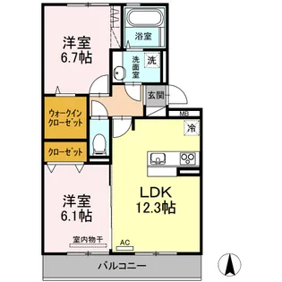 コートプレイス龍田Ⅰ【302号室】の間取り