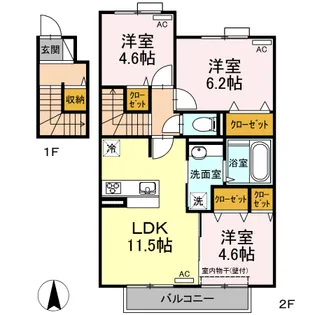 コートプレイス龍田Ⅴ【2階】の間取り