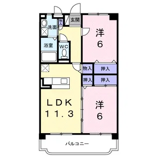 レオ・グランド山ノ神【3階】の間取り