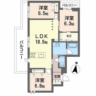 MOANA GARDEN 水前寺【403号室】の間取り