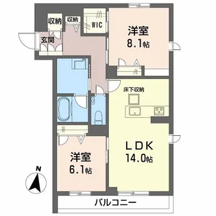 MOANA GARDEN 水前寺【1階】の間取り