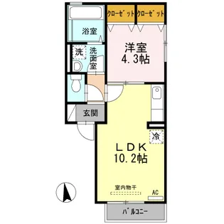 グッドラック高平弐番館【102号室】の間取り