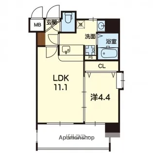 熊本県熊本市中央区九品寺3丁目【マンション】の間取り
