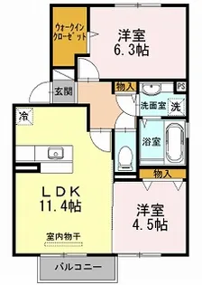 グランユニティー A棟【2階】の間取り