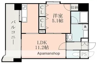 QREST熊本船場【14階】の間取り