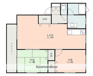 2LDKの間取り画像