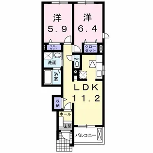 ノーブルブローテ【1階】の間取り