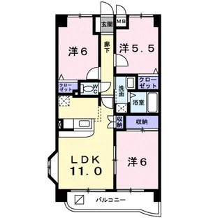 サン・アムール壱番館【3階】の間取り