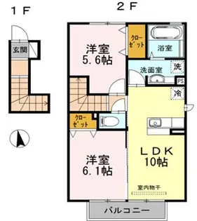 黒髪サンハイツⅢ B棟【2階】の間取り