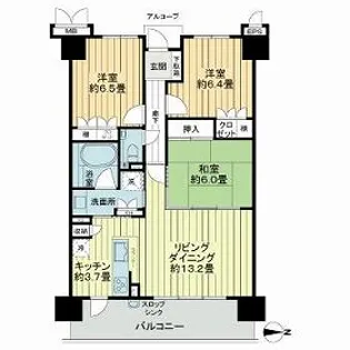 サーパスシティ大江イーストスクエア【0413号室】の間取り