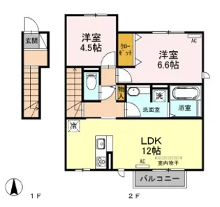 DーROOM中原町【2階】の間取り