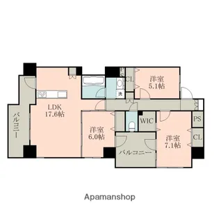 ヴィレラ辛島【13階】の間取り