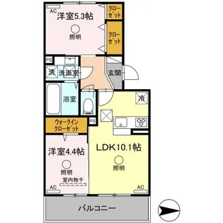サンライズ新土河原【1階】の間取り