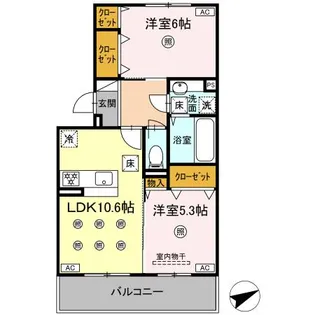 DーROOM NISHIBARU B棟【1階】の間取り