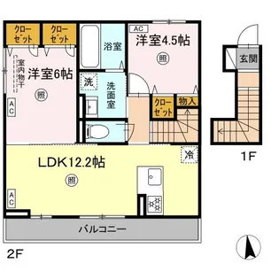 DーROOM MONICA【2階】の間取り