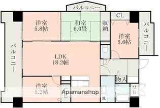 クローバーマンション坪井中央公園【3階】の間取り