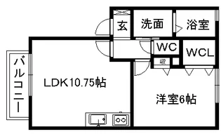 1LDKの間取り画像