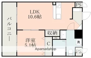 レジディア熊本辛島【6階】の間取り
