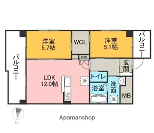 2LDKの間取り画像