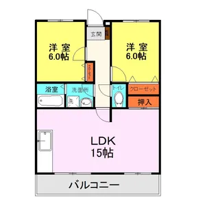 ベルフラワーハイツ城南【1階】の間取り