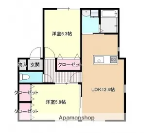 グリーンヒルズE【102号室】の間取り