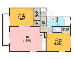セジュールルピナ B棟【105号室】の間取り
