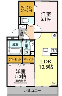 ハピネス江越【201号室】の間取り