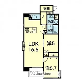 イルマーレ上水前寺【501号室】の間取り