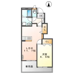 グランダムール麦島【1階】の間取り