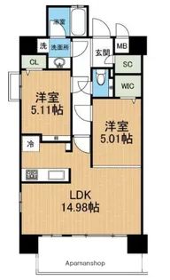 フェリーチェ白山【6階】の間取り
