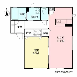 ファミールオガタ G棟【102号室】の間取り