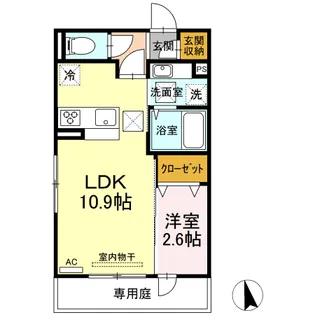 LUNGO LA FERROVIA.307(ルンゴラフェロヴィー【1階】の間取り