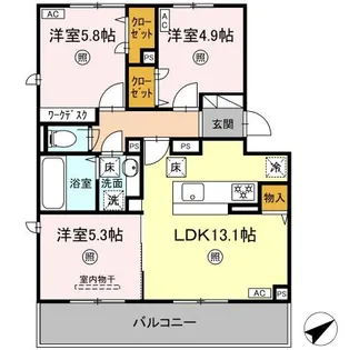 コウジィーコート【1階】の間取り