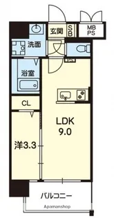 ドノーレ熊本駅東【9階】の間取り