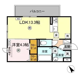 インフィニティ新八代【1階】の間取り