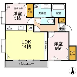 シティハイツ D棟【1階】の間取り