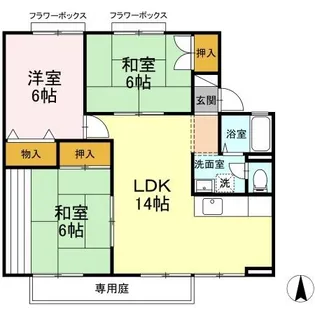アンプルール E棟【102号室】の間取り