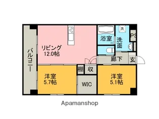 アンソレイエ・【5階】の間取り