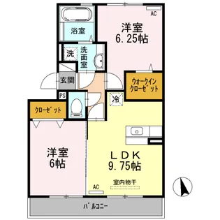 サン・ヴァレンティーノ【201号室】の間取り