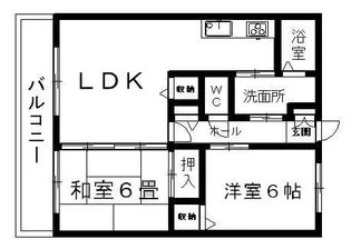 グランディール長嶺【202号室】の間取り