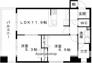 レジディア熊本辛島【10階】の間取り
