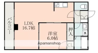 アウトゥール弓削【102号室】の間取り