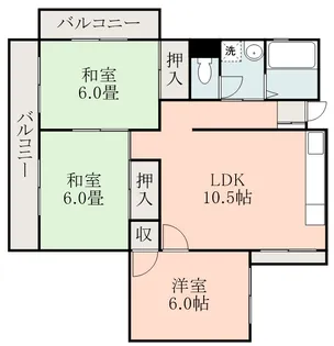 健軍グリーンハイツ【3階】の間取り