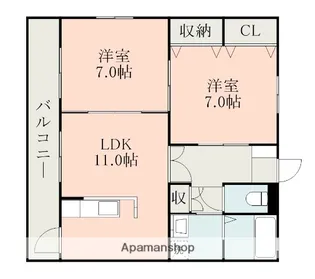 コートプレイス龍田Ⅱ【2階】の間取り