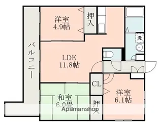 ブルージュ九品寺【6階】の間取り
